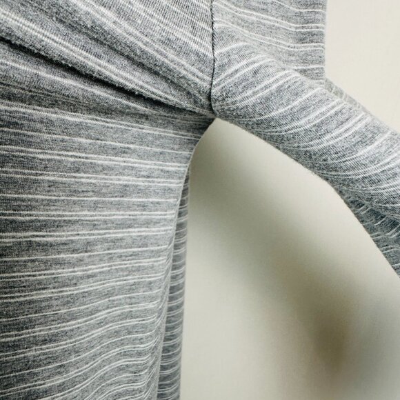 Garnet HIll Dress Women M Gray Striped Jersey 3/4 Sleeve Leisure Stretch Minimal - Picture 4 of 12